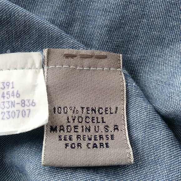 AKS for Nordstrom Tencel Lyocell Button Up Denim Look Coat M Blue Pockets AmyKSu - Picture 4 of 16